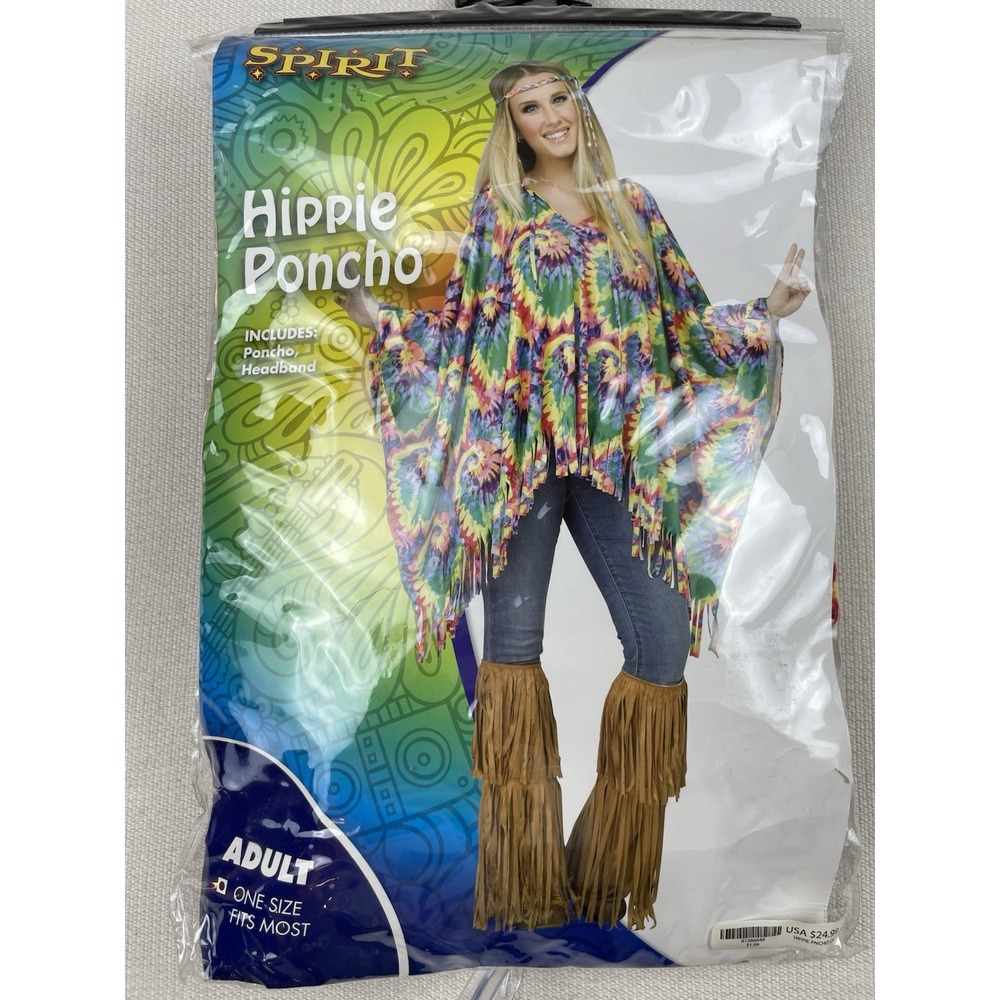 Halloween‎ Costume Spirit Hippie Poncho & Shoe Covers  (NO headband)